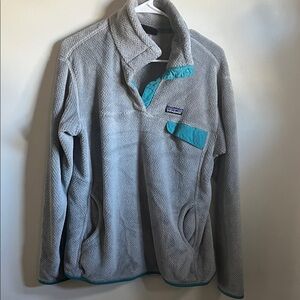 Patagonia Gray Fleece with Teal Accents